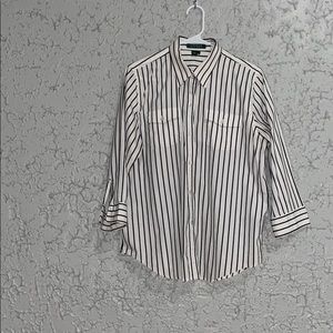 Ralph Lauren white black stripe collar shirt